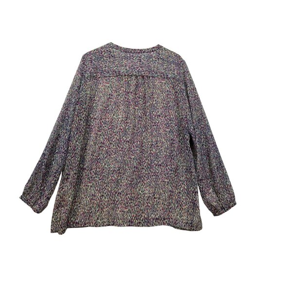Liz Claiborne Womens Long Sleeve Sheer Blouse XL Colorful Multicolored - Picture 10 of 13